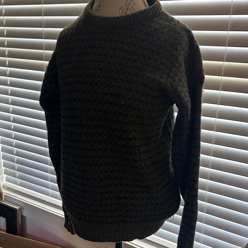Vintage Woolrich Olive Green Textured Knit Crewneck Sweater